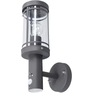 LAMPENWELT Lindby, applique d'extérieur Djori, détecteur, anthracite, acier inoxydable pas cher