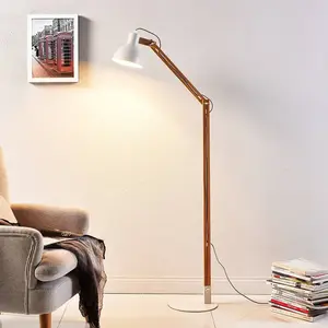 Lampenwelt - Lampadaire Bois 'Shivanja' en bois pour bureau pas cher