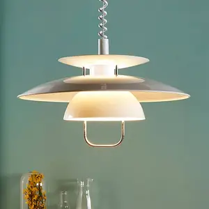 Suspension Lindby Nadija, blanche, 43 cm, hauteur réglable, E27 pas cher