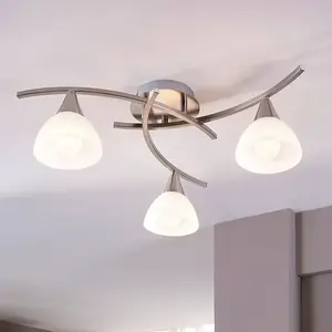 LINDBY Plafonnier à intensité variable 'Della' en verre pour salon & salle à manger pas cher