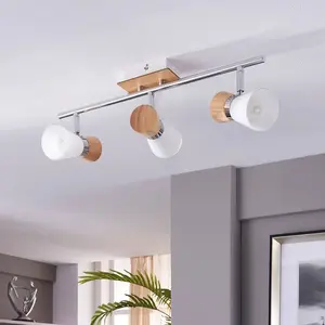 LAMPENWELT Lindby Vivica plafonnier à 3 lampes avec éléments en bois pas cher