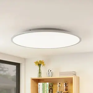 Lindby Plafonnier LED Narima, 4.000 K, Ø 80 cm, argenté pas cher