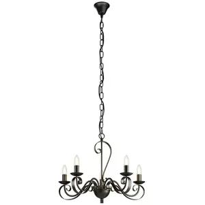 Lindby Shervan lustre à 5 lampes, brun pas cher