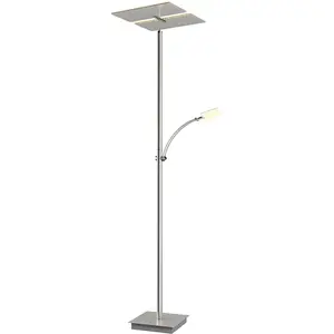 Comparateur de prix : Lucande lampe sur pied LED Parthena, nickel, métal, 180 cm