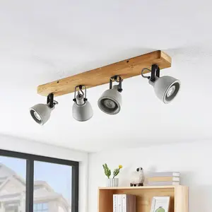 Lindby Spot en béton à intensité variable 'Mitis' en bois pour salon & salle à manger pas cher