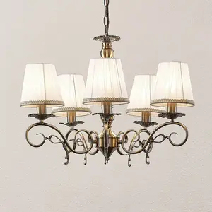 Lindby Lustre Finnick, couleur laiton antique, à 5 lampes, E14 pas cher