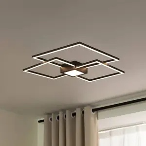 Lindby Plafonnier LED Duetto, 65 cm, anthracite, 38 W, aluminium pas cher