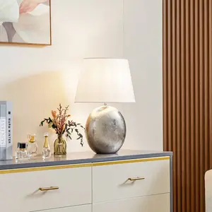 Lindby - Lampe à poser 'Florentino' en textile pour salon & salle à manger pas cher