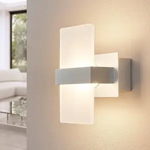 LAMPENWELT Applique murale LED Lindby Yorick, hauteur 18 cm, aluminium, blanc, métalVendu parluminaire