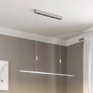 Lucande, suspension LED Arnik, 120 cm, couleur nickel, à intensité variable