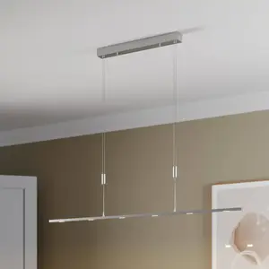 Lucande, suspension LED Arnik, 140 cm, couleur nickel, à intensité variable pas cher