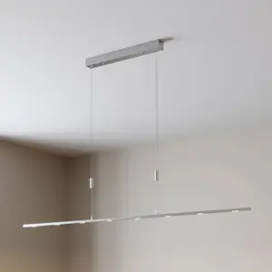 Lucande, suspension LED Arnik, 180 cm, couleur nickel, à intensité variable pas cher