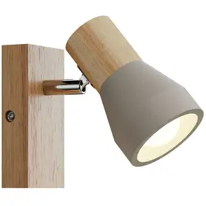 Lindby spot Filiz, 1 lampe, hauteur 12 cm, bois, béton
