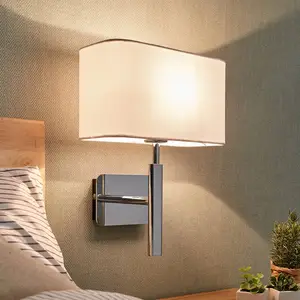 Lucande Applique Jettka abat-jour en tissu et interrupteur pas cher