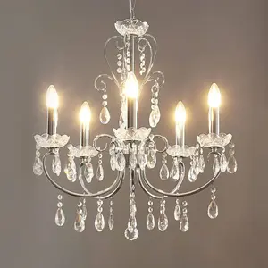 LUCANDE Lustre en cristal à intensité variable 'Solveig' en métal pour salon & salle à manger pas cher