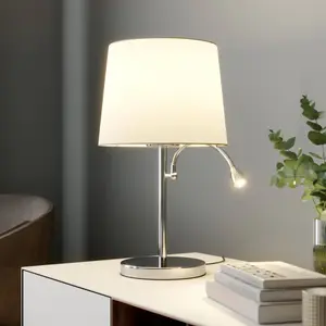 Lindby lampe à poser Benjiro, blanc, textile, lampe de lecture, 52cm