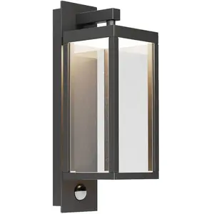 Comparateur de prix : Applique d'extérieur LED Lucande Ferdinand, capteur, gris, 38 cm