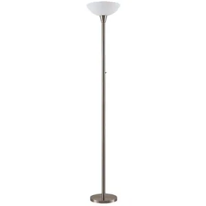 Lampadaire Lindby Ignacia, couleur nickel, verre, 180 cm, E27 pas cher