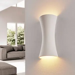 Lindby Applique Murale à intensité variable 'Edon' en plâtre pour chambre à coucher