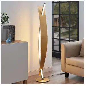 Comparateur de prix : Lucande Lampe sur pied LED Marija, doré, intensité variable, 140 cm