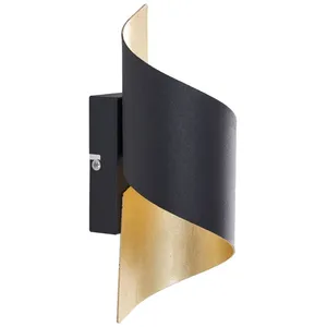 Comparateur de prix : Lindby applique murale Desirio, noir/or, 24cm, métal
