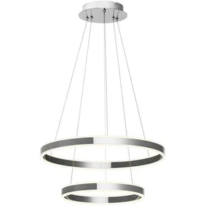 Lucande Suspension LED Lyani, 60 cm, à 2 lampes, chrome, intensité variable