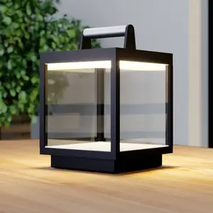 Comparateur de prix : Lucande lampe de table LED rechargeable Cube, aluminium, IP54