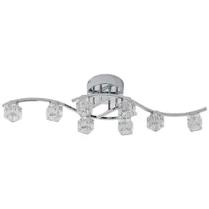 LAMPENWELT Lindby plafonnier LED Yaro, à 8 lampes, chrome, intensité variable pas cher