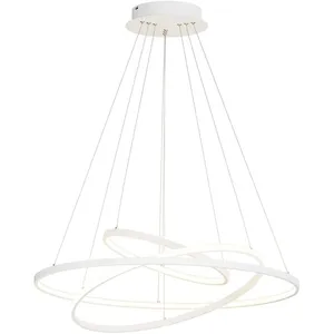 Lucande suspension LED Ezana, blanc, métal, Ø 80cm pas cher