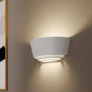 Comparateur de prix : Lindby Applique Azriel plâtre blanc demi-cercle 3 niveaux
