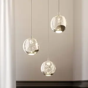 Lucande Suspension LED Hayley, Ø 25 cm, 3 lampes, chrome, verre