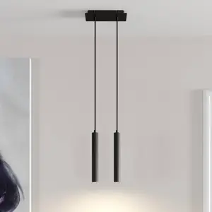 Arcchio suspension LED Franka, à 2 lampes, noir, aluminium pas cher
