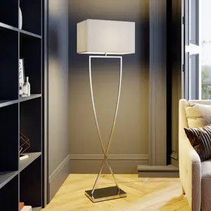 Comparateur de prix : Lucande - Lampadaire Tissu 'Evaine' en métal pour salon & salle à manger
