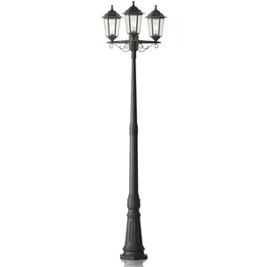 Lindby luminaire d'extérieur Nane, 217cm, noir, résistant à l'eau de mer, E27