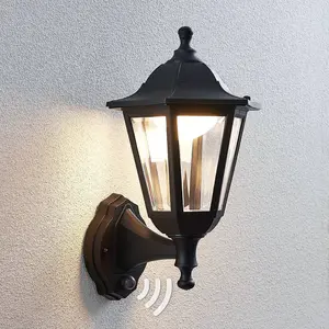 Applique d'extérieur LED Lindby Iavo, capteur, noir, lanterne pas cher
