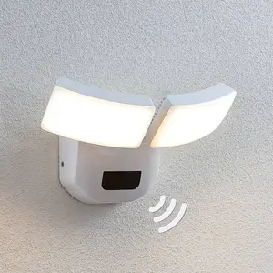 Comparateur de prix : Applique d'extérieur LED Lindby Nikias, 30 cm, capteur, à 2 lampes, blanc