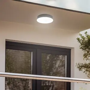 Lindby, plafonnier d'extérieur LED Lahja, anthracite, détecteur, IP65 pas cher