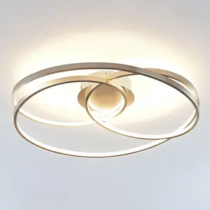 Comparateur de prix : Plafonnier LED Lindby Joline, Ø 60 cm, couleur nickel, métal