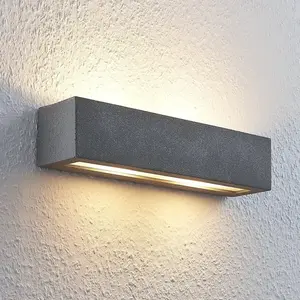 Comparateur de prix : Applique murale Lindby Nellie, gris, béton, largeur 35,3 cm