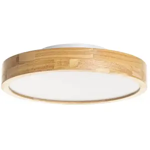 Lindby Plafonnier LED Milada, chêne, CCT, télécommande pas cher