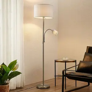 Lindby - Lampadaire Tissu 'Colima' en métal pour salon & salle à manger pas cher