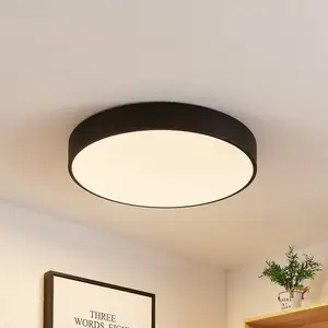 Lindby Plafonnier LED Simera, Ø 50cm, noir, métal pas cher