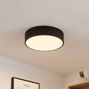 Lindby Plafonnier LED Simera, Ø 30 cm, noir, blanc pas cher