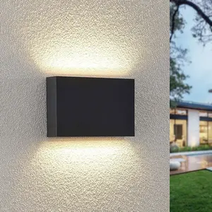 Comparateur de prix : Lindby, applique d'extérieur LED Jarte, 20 cm, haut/bas, gris, IP65