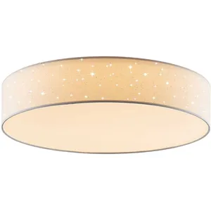 Lindby, plafonnier LED Ellamina, Ø 60 cm, blanc, textile pas cher