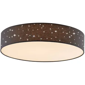 Lindby, plafonnier LED Ellamina, Ø 60 cm, anthracite, textile pas cher