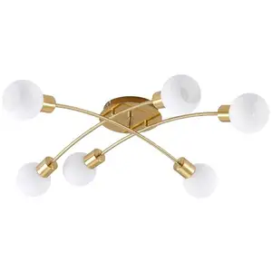 Lindby Agmar plafonnier, laiton, à 6 lampes pas cher