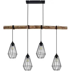 Lindby Suspension à intensité variable 'Eldarion' en bois pour salon & salle à manger pas cher