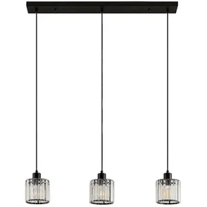 Suspension Lindby Vella, transparente, verre, 83 cm, à 3 lampes pas cher