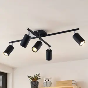 Lindby plafonnier Joffrey, 78 cm, noir, à 5 lampes, GU10 pas cher